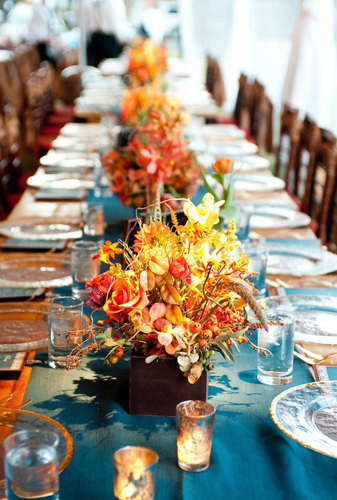 How about through your table florals Or perhaps your men's attire